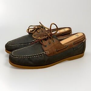 POLO Ralph Lauren BIENNE II Leather Boat Fisherman Shoes Blue Brown Men's Sz 10